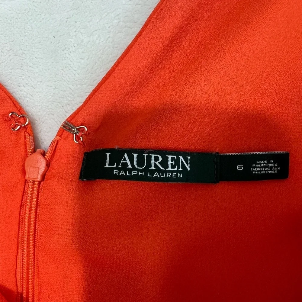 Lauren Ralph Lauren Vienna Dress Orange Size 6 Sleeveless Pockets EUC